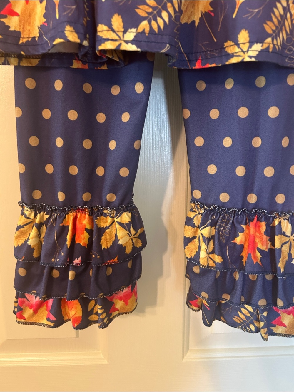Girls' Navy Floral Ruffle Matching Set - Picture 5 of 7